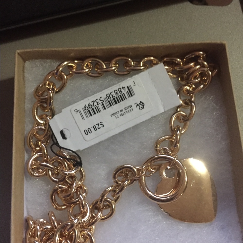 GUESS ROSE GOLD Tone Chunky Chain Choker Heart - Picture 3 of 4